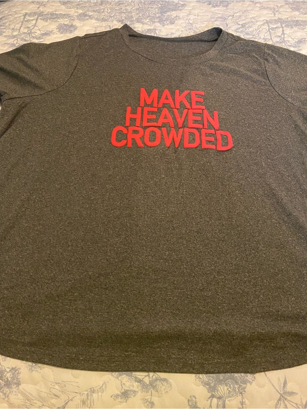 Make Heaven Crowded Graphic Men's T-Shirt - Charcoal with Red Text